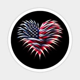 Fighter Jet Airplane American Flag Heart 4Th Of July Magnet